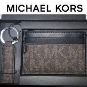 Michael Kors MK Logo Credit Card Wallet & Key Fob Set